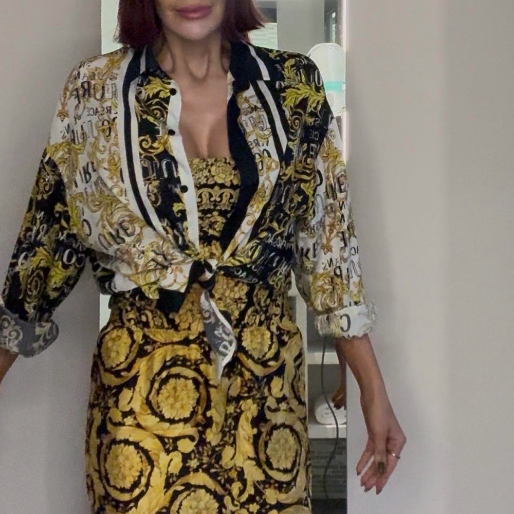 Versace jeans blouse in black and gold